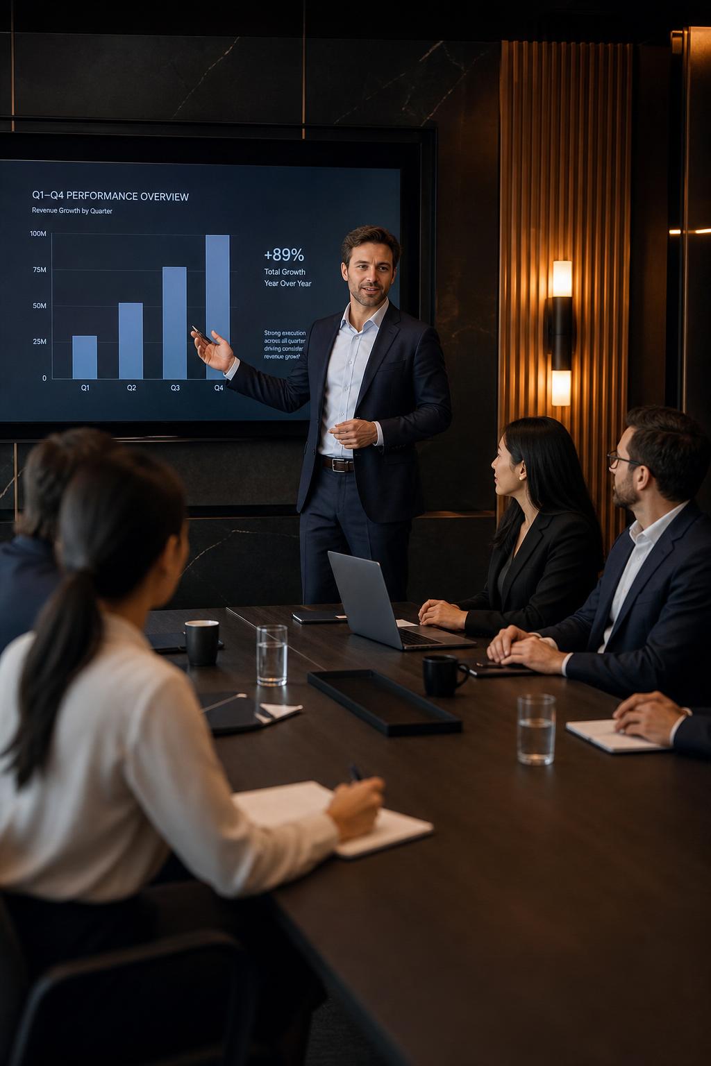 Presenter in boardroom